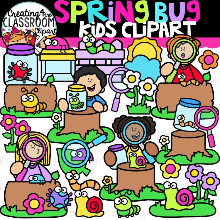 Spring Bugs Kid Clipart {Spring Clipart}