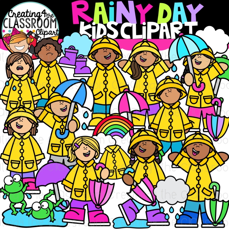Rainy Day Kids Clipart {Spring Clipart}