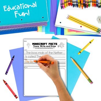 Trace, Write & Draw Minecraft Printable: Handwriting & Spelling Practice, image 4