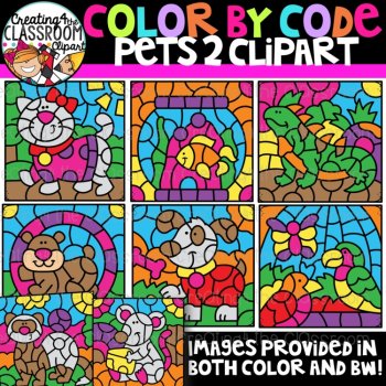 Pets 2 Color By Code Clipart {Creating4 the Classroom}, image 2