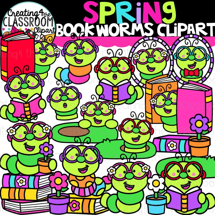 Bookworm Clipart {Spring Clipart}