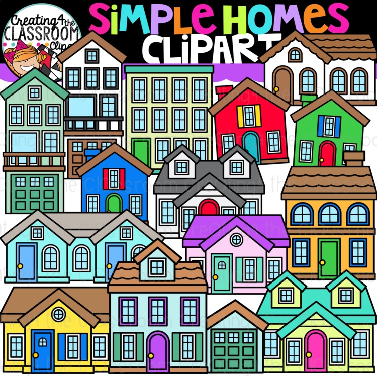 Simple Homes Clipart {Building a Map Clipart}