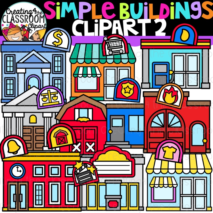 Simple Buildings 2 Clipart {Building a Map Clipart}