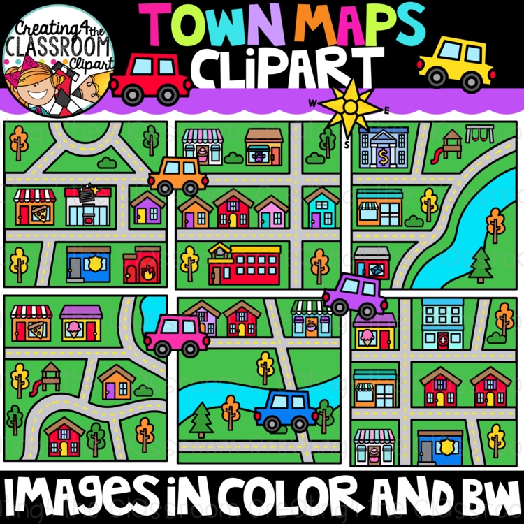 Town Maps Clipart {Reading a Map Clipart}