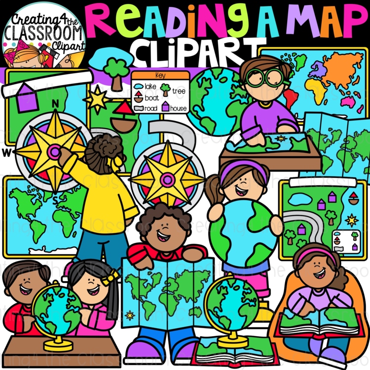 Read a Map Clipart {Reading a Map Clipart}