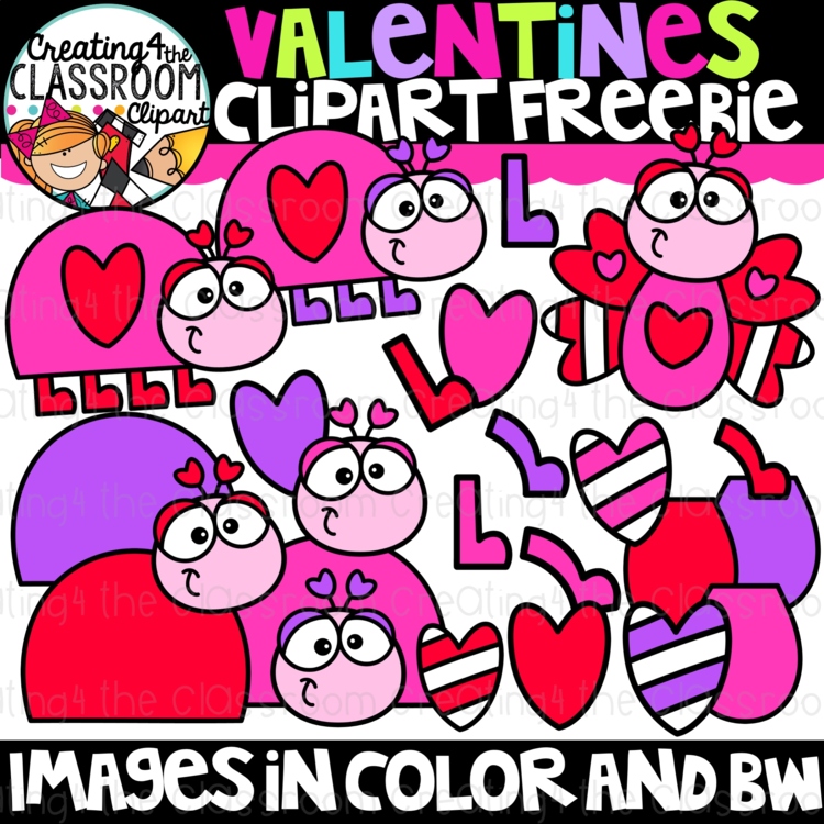 Valentines Day build a love bug Clipart Freebie {Free Valentines Clipart}