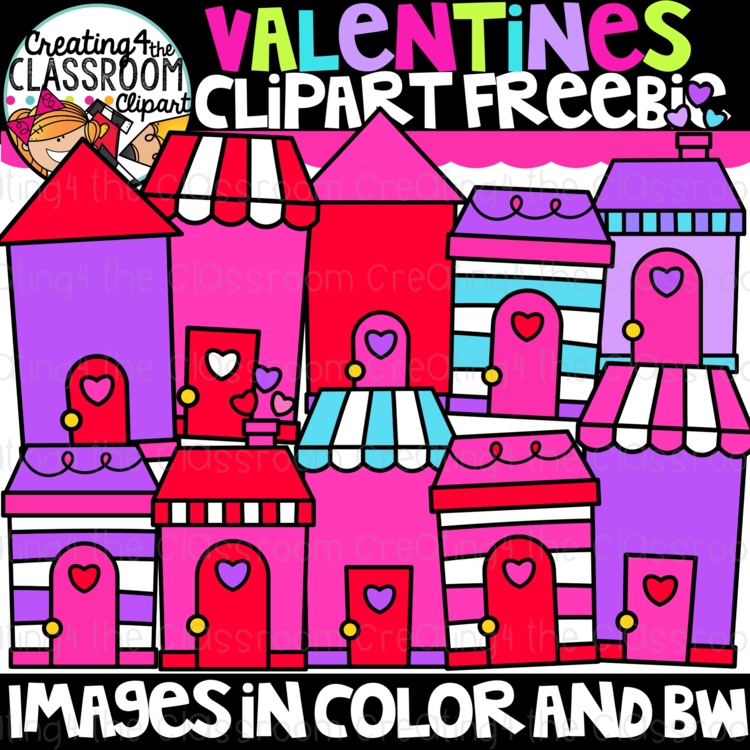 Valentines Day Houses Clipart Freebie {Free Valentines Clipart}