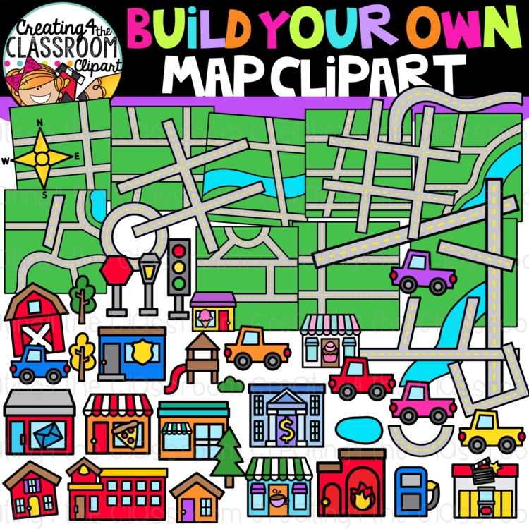 Build a Map Clipart {Reading a Map Clipart}