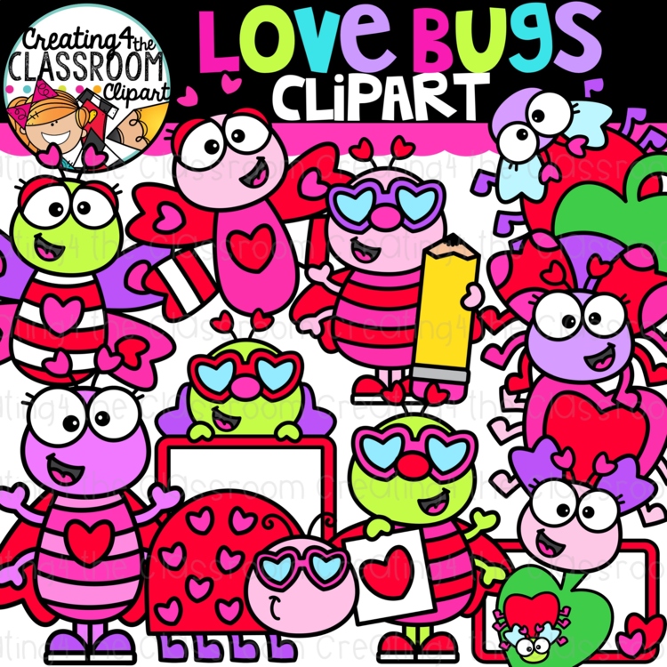 Love Bugs Clipart {Valentines Day Clipart}