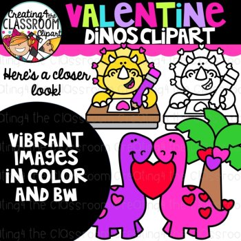 Valentine Dinosaurs Clipart {Valentines Clipart}, image 2
