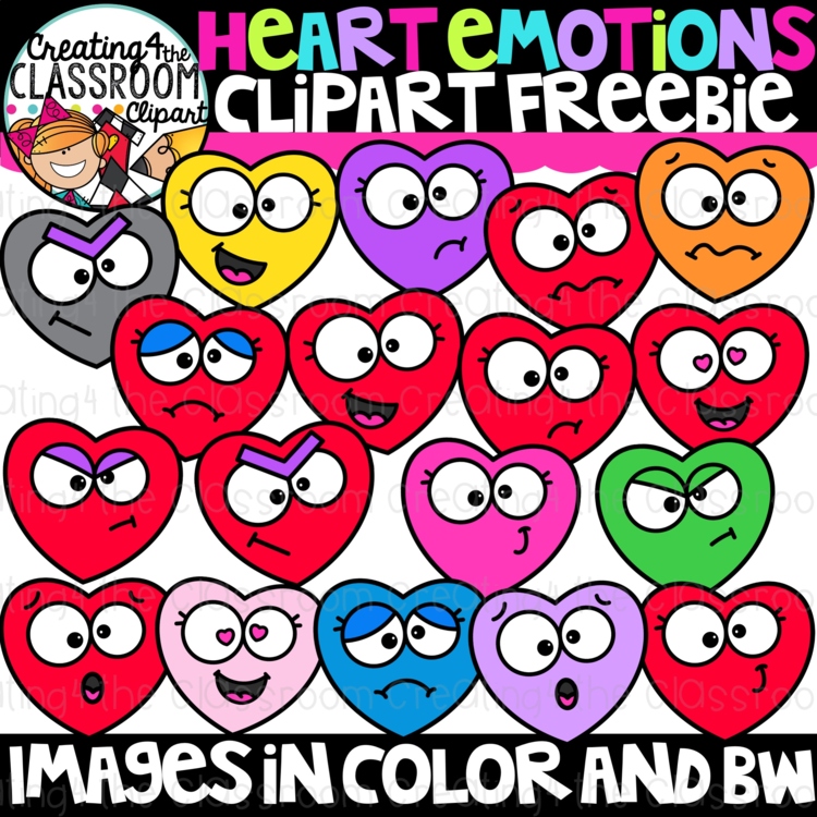 Valentines Heart Emotions Clipart Freebie {Valentines Day Clipart Free}