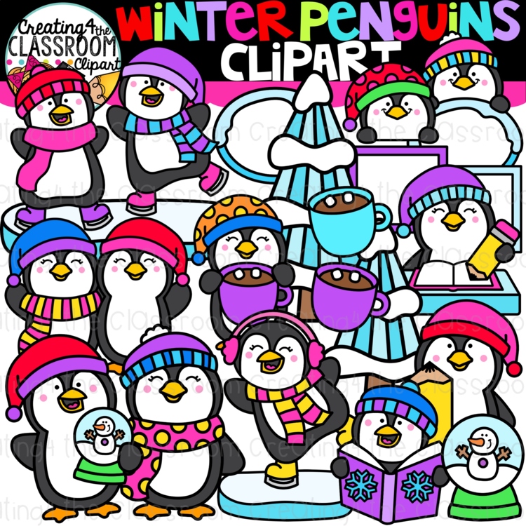 Winter Penguins Clipart {Winter Clipart}