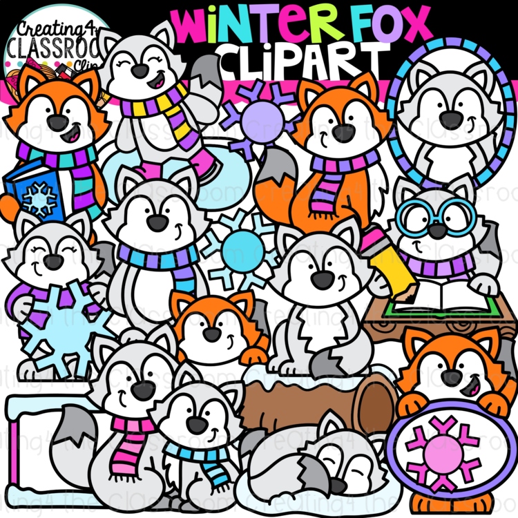 Winter Fox Clipart {Winter Clipart}