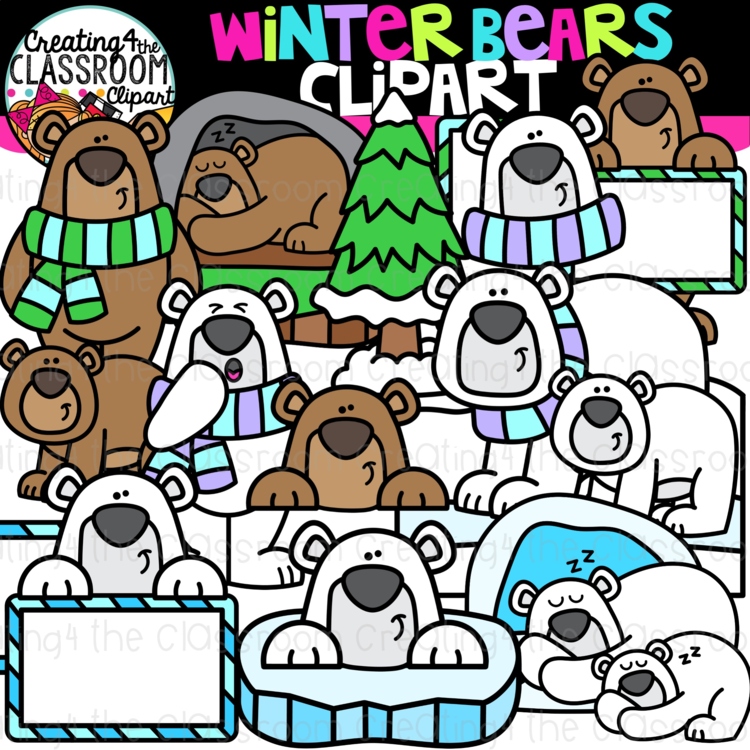 Winter Bear Clipart {Polar Bear Clipart}