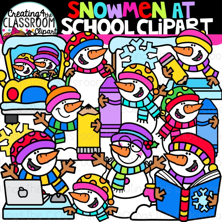 Snowmen at School Clipart {Snowman Clipart}