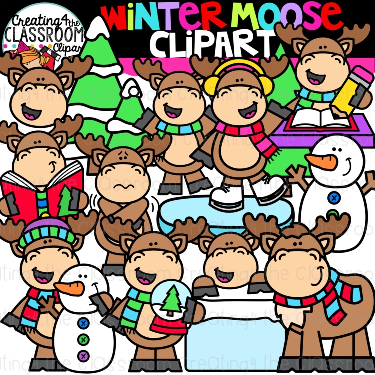 Winter Moose Clipart {Moose Clipart}