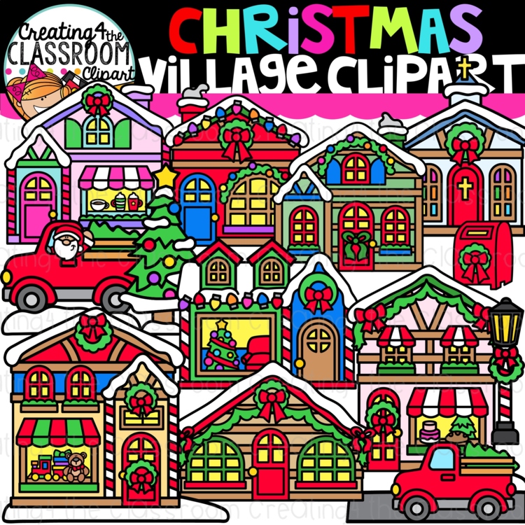 Christmas Village Clipart {Santas Village Clipart}