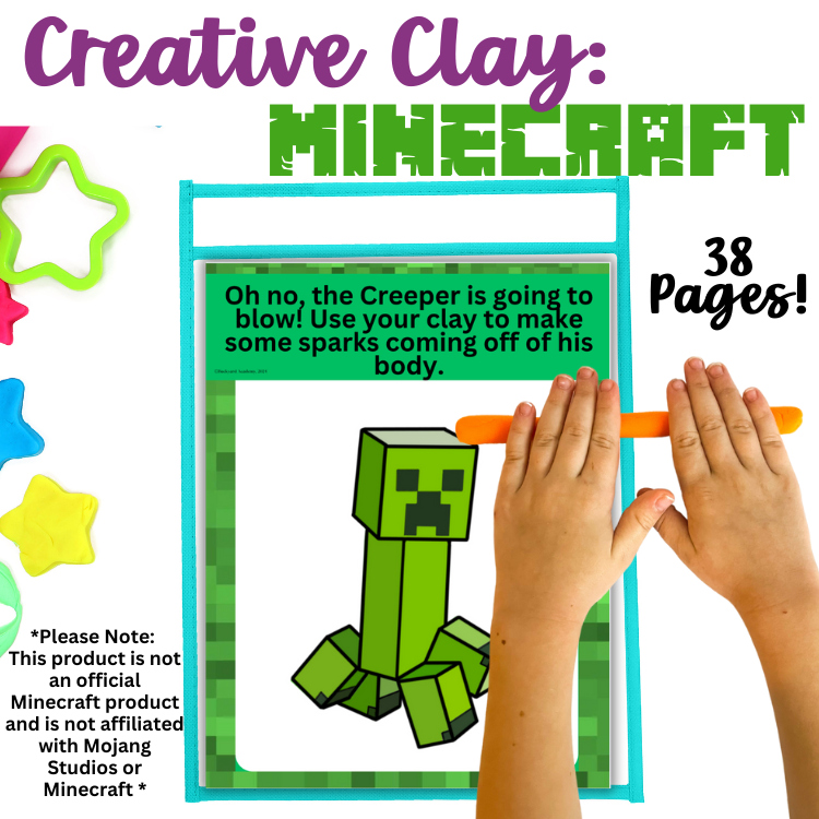 Play Doh Clay Mats for Minecraft Fans to Practice Fine Motor Skills and Spelling