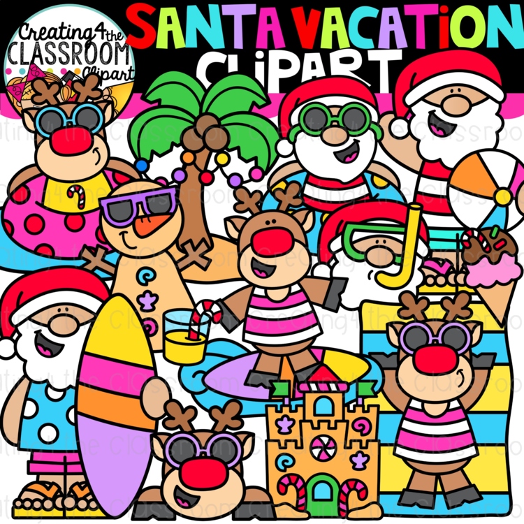 Santa on Vacation Clipart {Creating4 the Classroom}