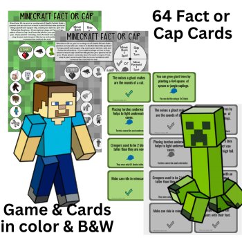 Board Game Minecraft 72 Facts for Printable Activity True or False Trivia Game, image 3