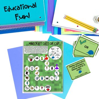 Board Game Minecraft 72 Facts for Printable Activity True or False Trivia Game, image 4
