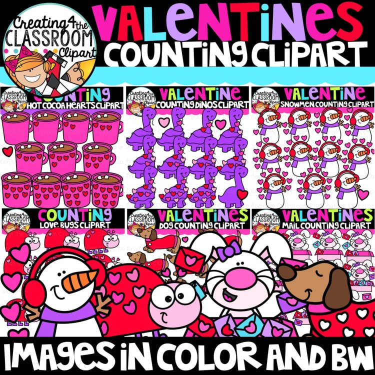 Valentines Counting Clipart Bundle {Valentines Clipart}