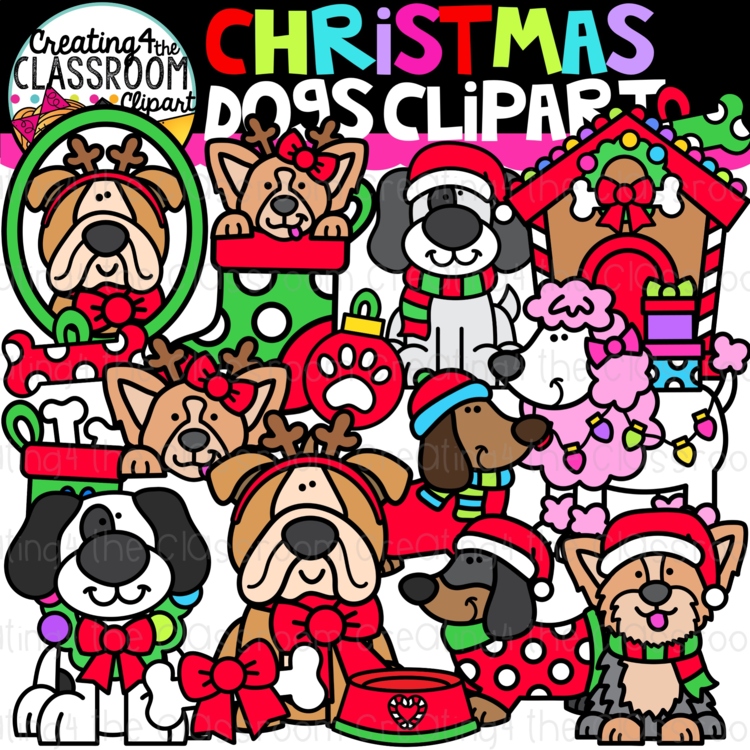 Christmas Dogs Clipart {Creating4 the Classroom}