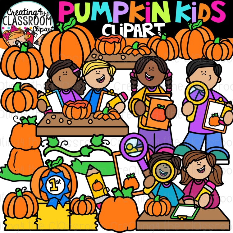 Pumpkin Kids Clipart {Fall, Pumpkin Clipart}