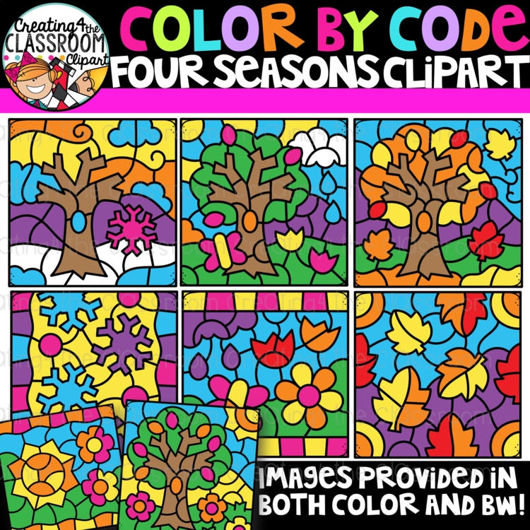 Seasons Color By Code Clipart {Creating4 the Classroom}
