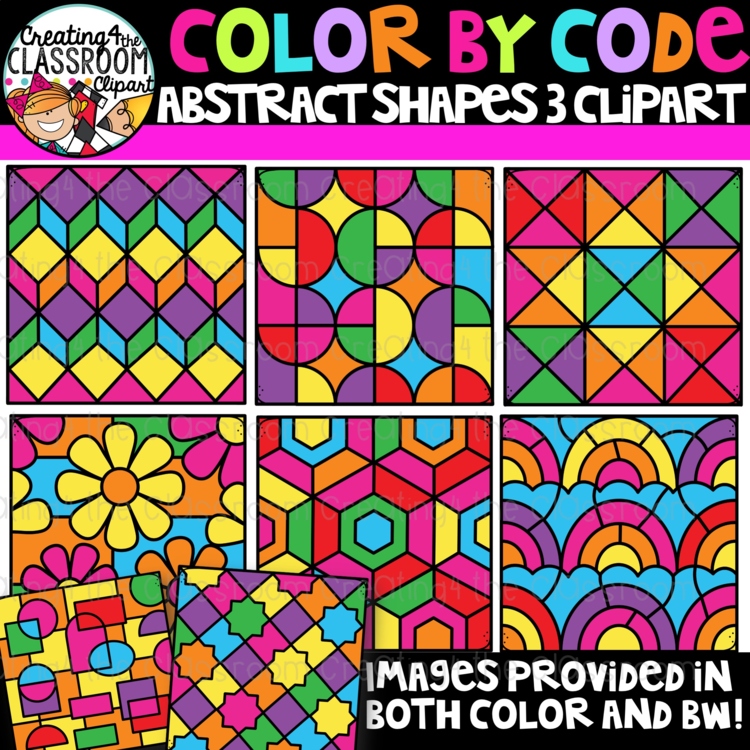 Abstract Shapes 3 Color By Code Clipart {Creating4 the Classroom}