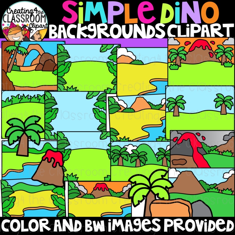Simple Dinosaur Backgrounds Clipart {Background Clipart}
