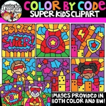 Color By Code Mystery Mix 9 Clipart Bundle, image 4