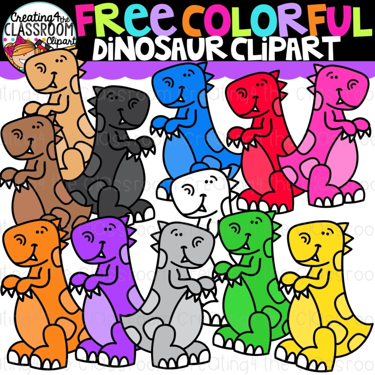Free Colorful Dinosaur Clipart {Creating4 the Classroom}