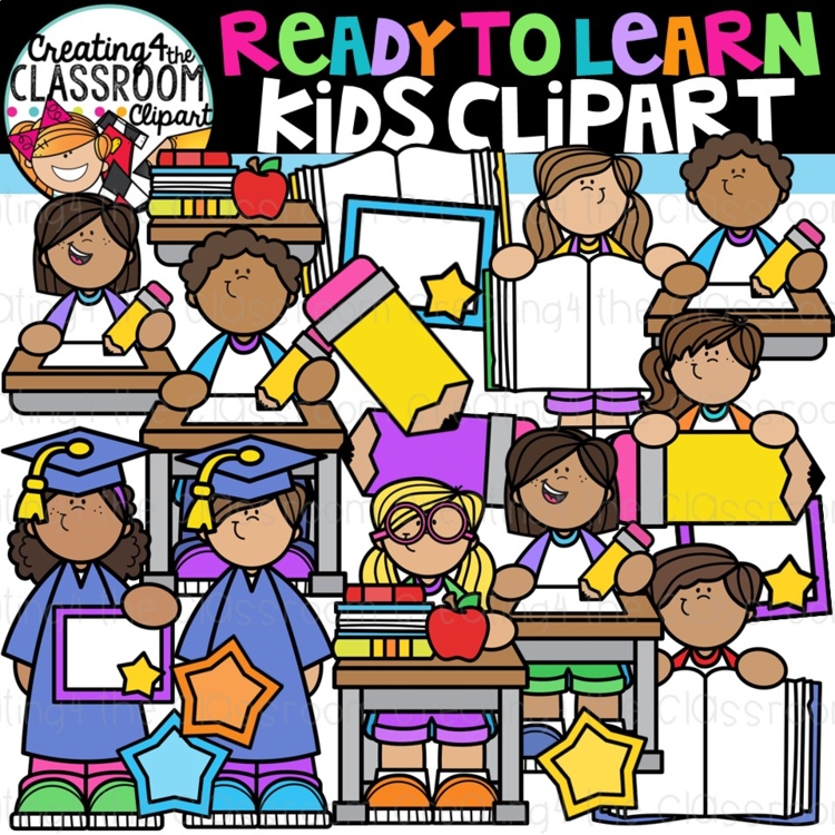 Ready to Learn Kids Clipart {School Clipart}