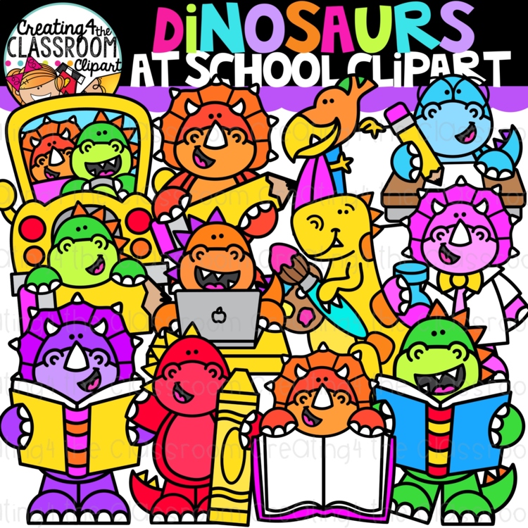 Dinosaurs at School Clipart {Back to School Clipart}