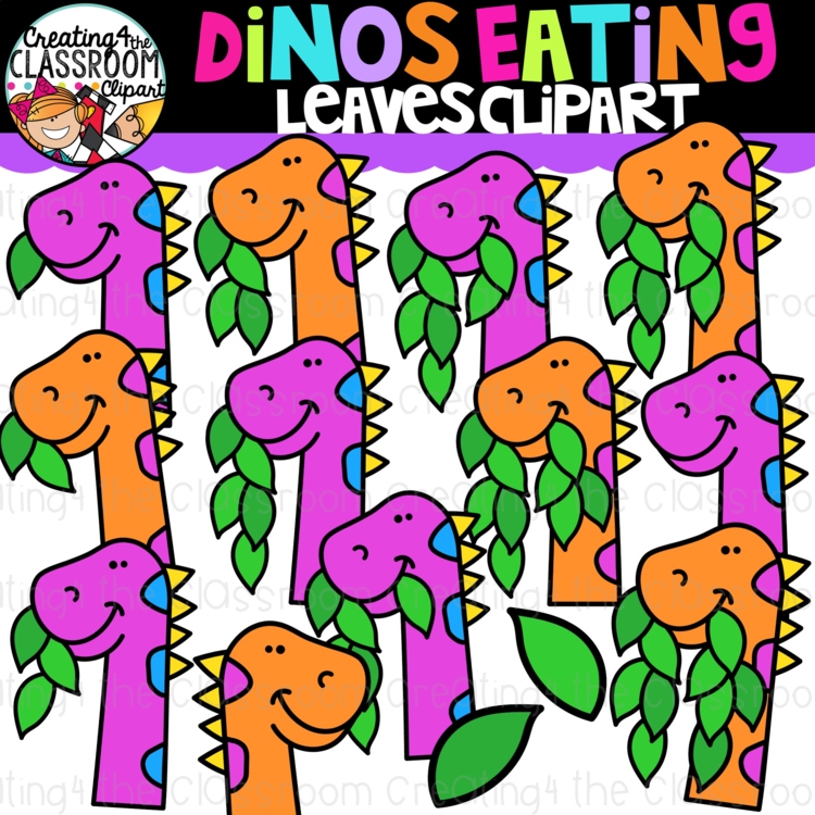 Counting Dinos Eating Clipart {Math Counting Clipart}