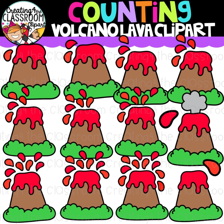 Counting Volcano Lava Clipart {Math Counting Clipart}