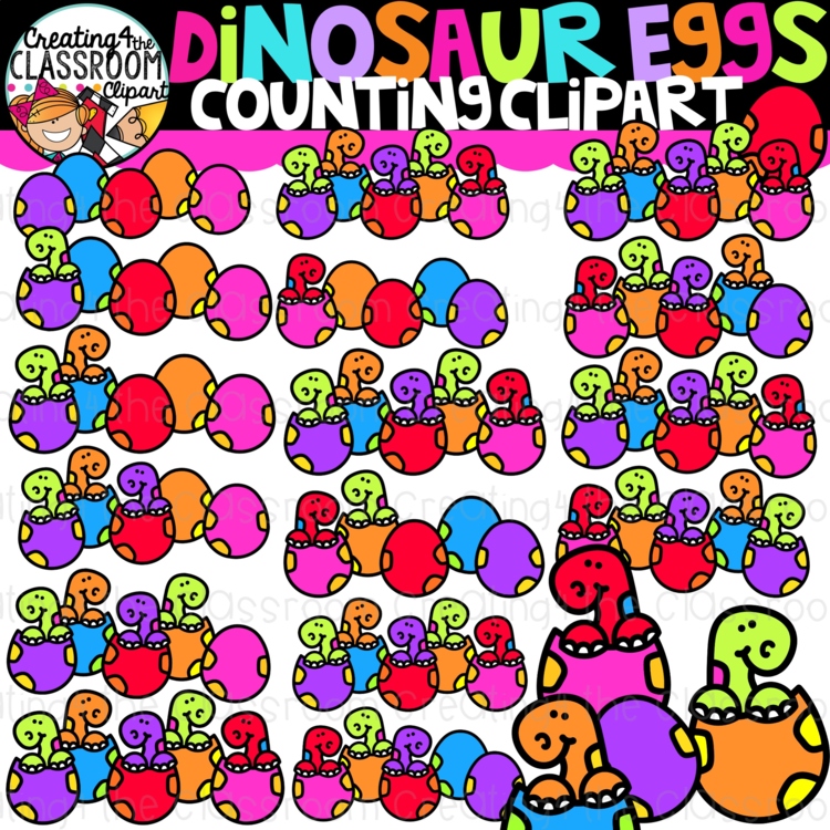 Counting Dinosaur Eggs Clipart {Math Counting Clipart}