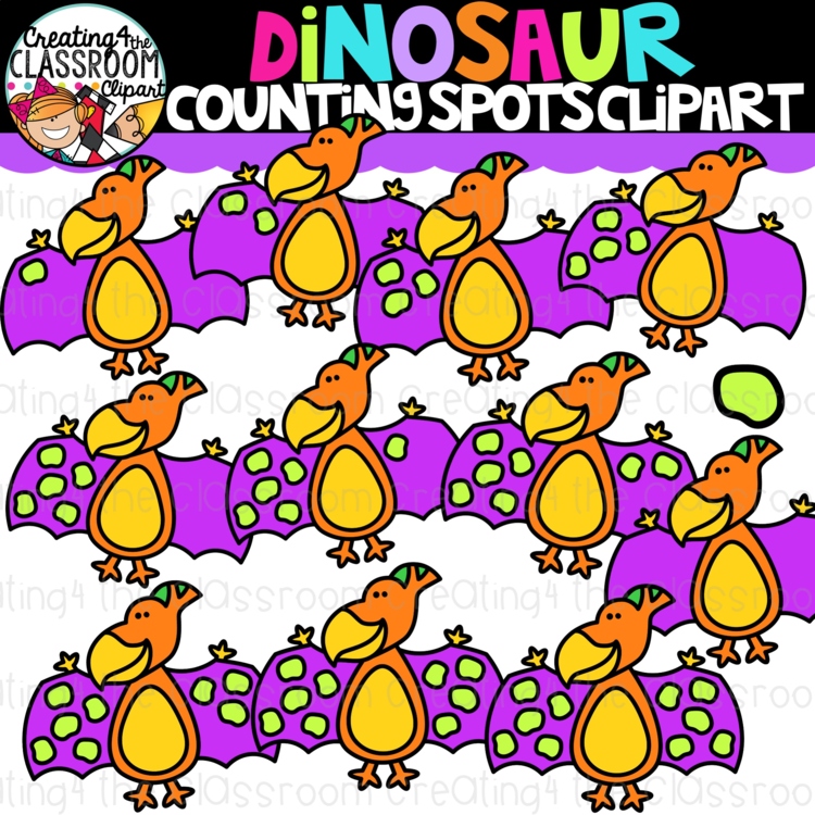 Counting Spots on a Dinosaur Clipart {Math Counting Clipart}