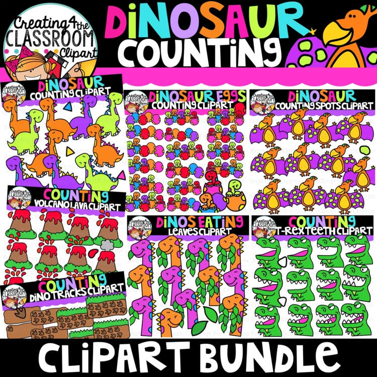 Dinosaur Counting Clipart Bundle {Counting Clipart}