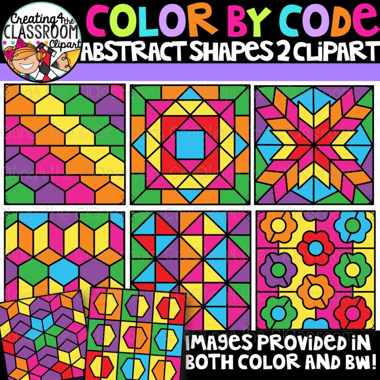Abstract Shapes 2 Color By Code Clipart {Creating4 the Classroom}