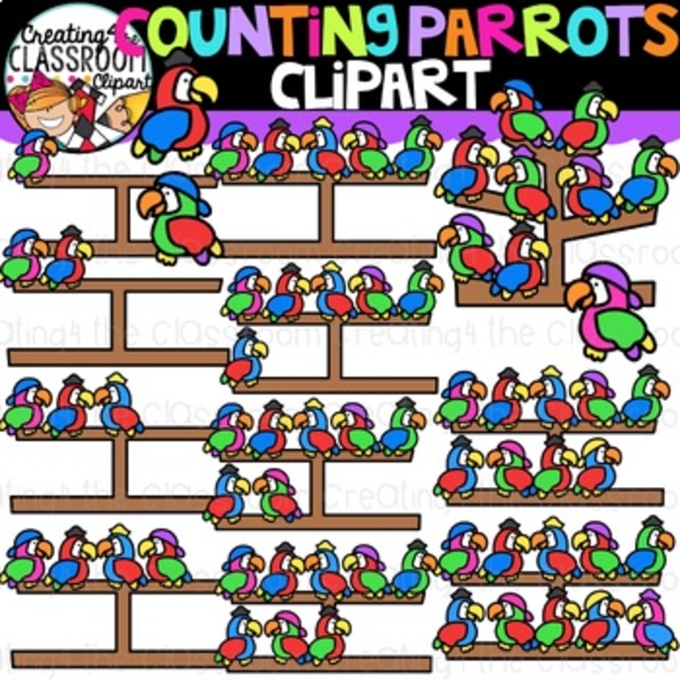 Counting Parrots Clipart -Pirate Counting Clipart