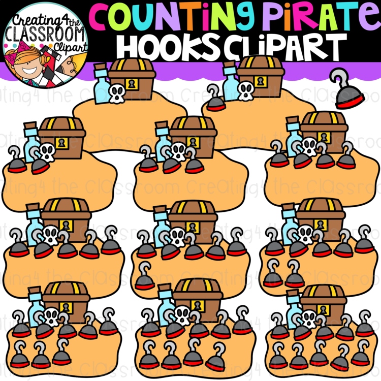 Counting Pirate Hooks Clipart -Pirate Counting Clipart