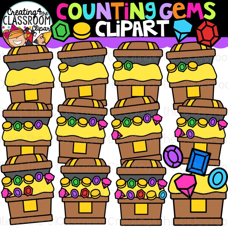 Counting Gems Clipart {Counting Treasure Clipart}