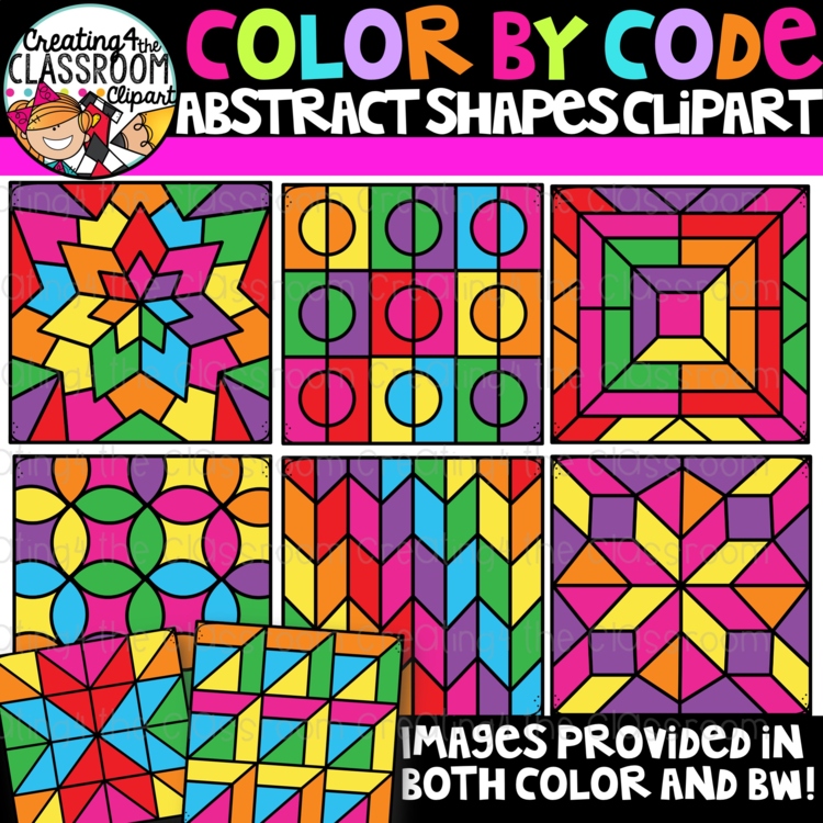 Abstract Shapes Color By Code Clipart {Creating4 the Classroom}