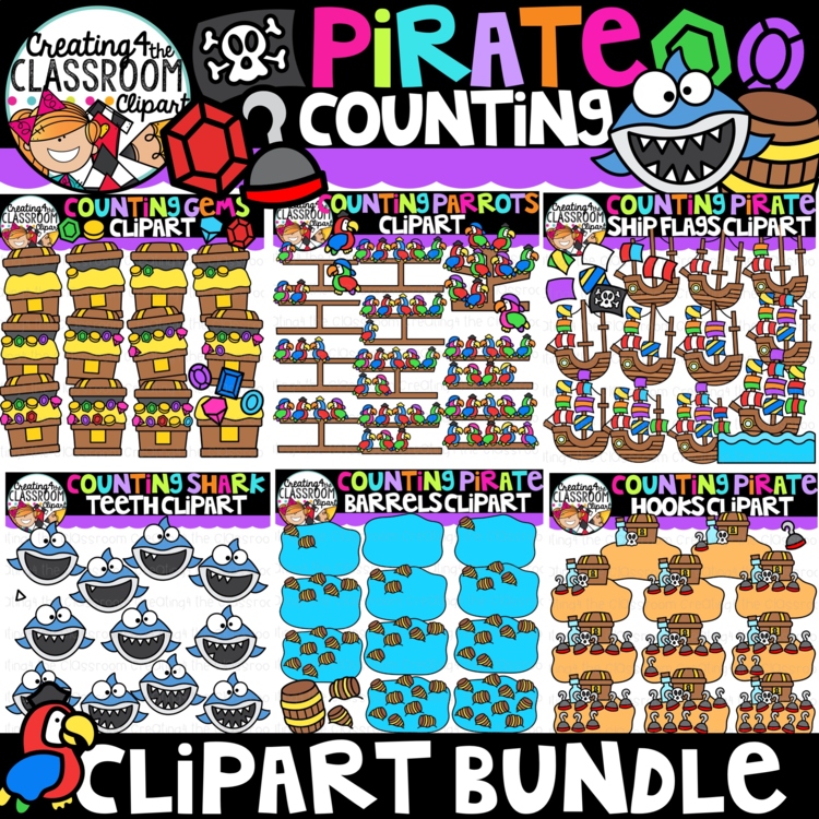 Pirate Counting Clipart Bundle -Counting Clipart