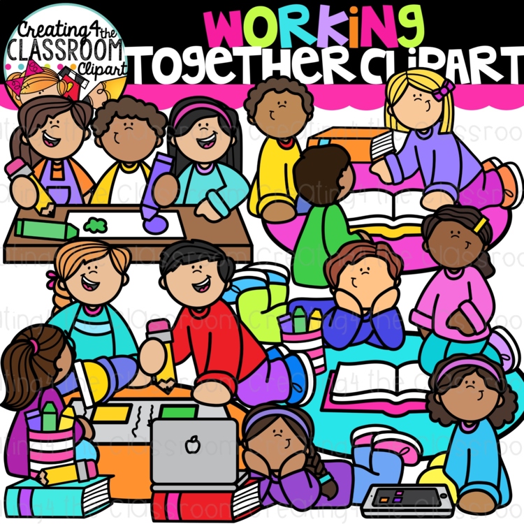 Kids Working Together Clipart {Collaborative Classroom Clipart}