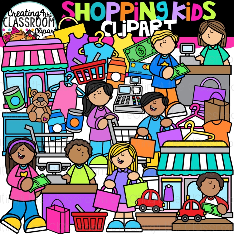 Shopping Kids Clipart {Money, Math Clipart}