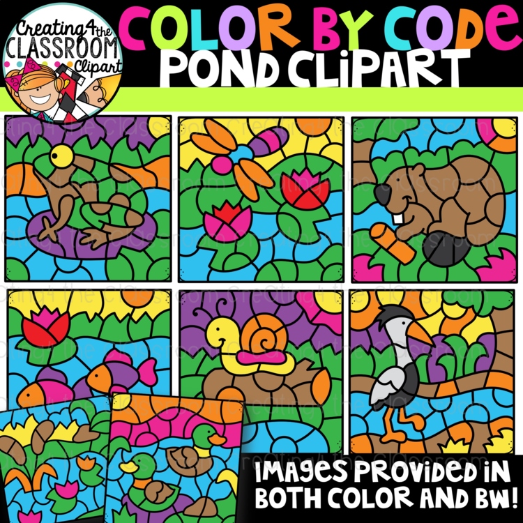 Color by Code Pond Clipart {Color by Number Clipart}