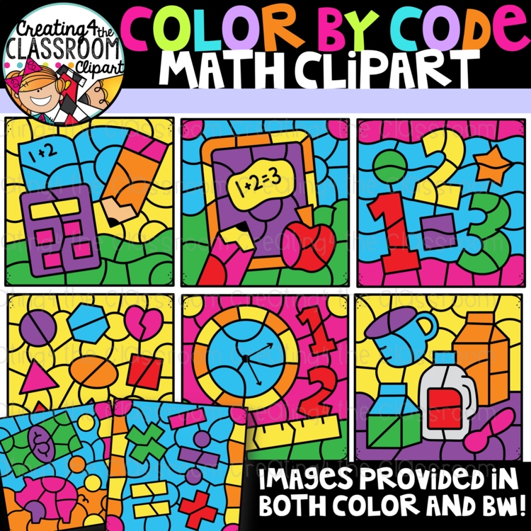 Color by Code Math Clipart {Color by Number Clipart}